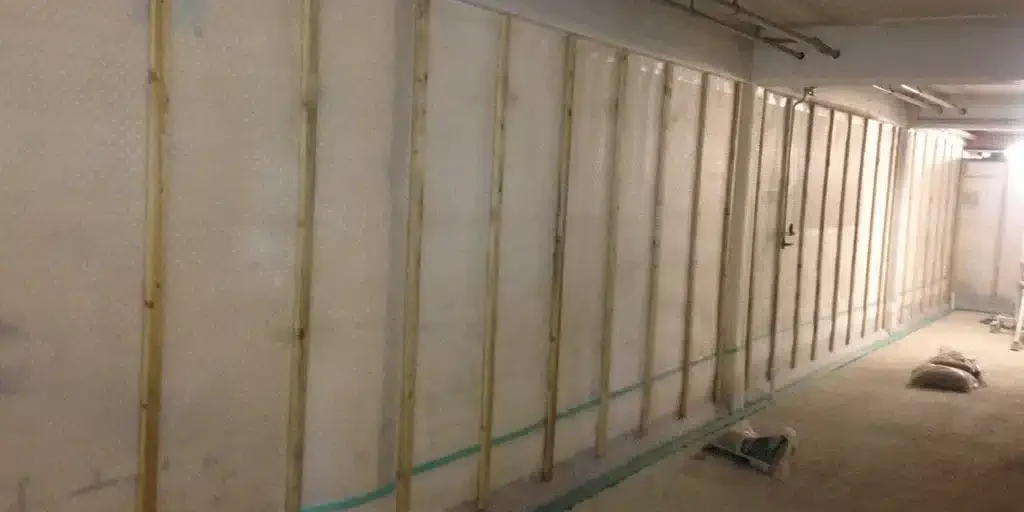Basement waterproofing Header Basement waterproofing example using Type C.